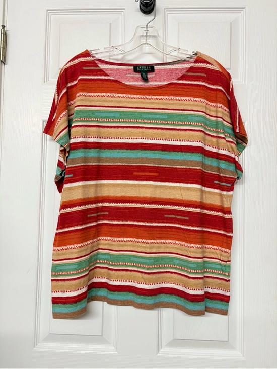 Lauren Ralph Lauren Tops - Lauren Ralph Lauren Colorful Multi Color Striped Short Sleeve Top Sz 2X